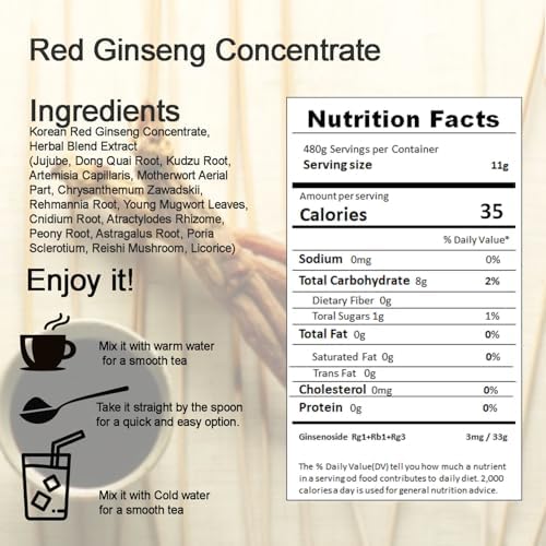 HongSamJeong, Korean 6years Root Red Ginseng Gold Extract, Saponin, Panax, 8.5 Ounce (Pack of 2)