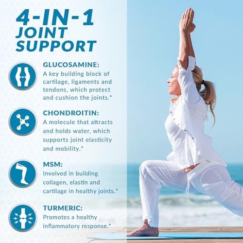 VitaBreeze Glucosamine Chondroitin MSM & Turmeric Supplement, 248 Capsules | Triple Strength Joint Support Supplement, Suitable for Men and Women