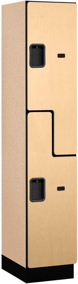 Salsbury Industries 2-Tier S-Style Extra Wide Designer Wood Locker with One Wide Storage Unit, 6-Feet High by 18-Inch Deep, Mahogany
