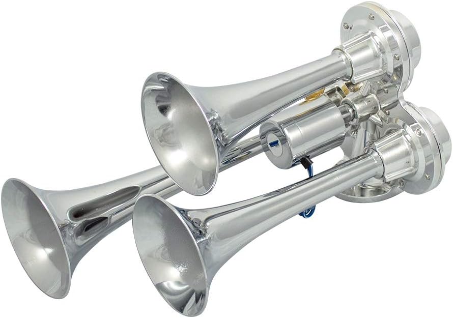 Caboose Chrome 12/24 Volt Air Horn Only - 3 Trumpets