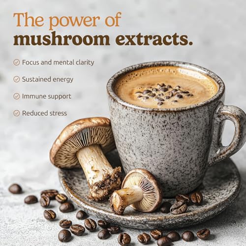 ShroomDNA Mushroom Coffee Blend with Chaga & Lion's Mane | Instant Focus + Clarity All Day | Organic + Vegan + Gluten Free | No Added Sugar | 20 Count