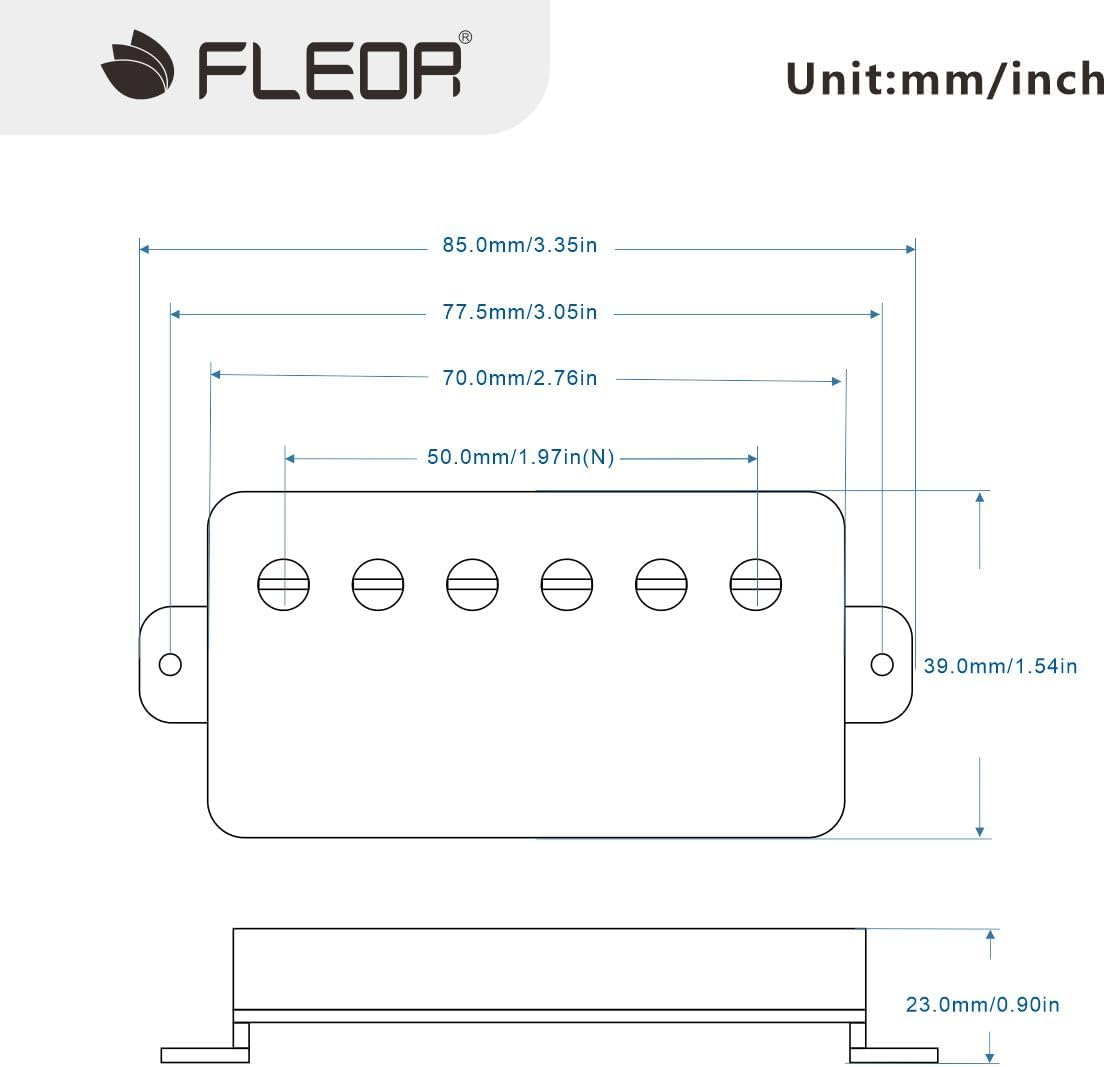 FLEOR Alnico5 Guitar Humbucker Pickup Set Chrome Bridge & Neck Pickups Compatible with LP style Guitar Part
