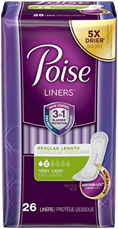 Poise Daily Incontinence Panty Liners, Very Light Absorbency, Regular, 288 Count (6 Packs of 48)