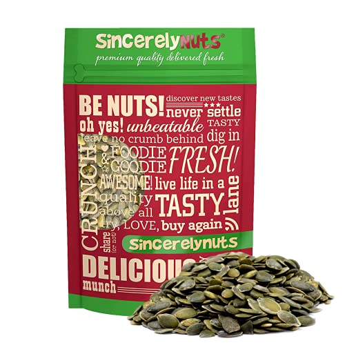 Sincerely Nuts - Raw Unsalted Shelled Pepitas Pumpkin Seeds | Healthy Antioxidant All Natural Snack Food or Toppings | Vegan, Kosher, Gluten Free Food | High in Protein 1(LB) Bag