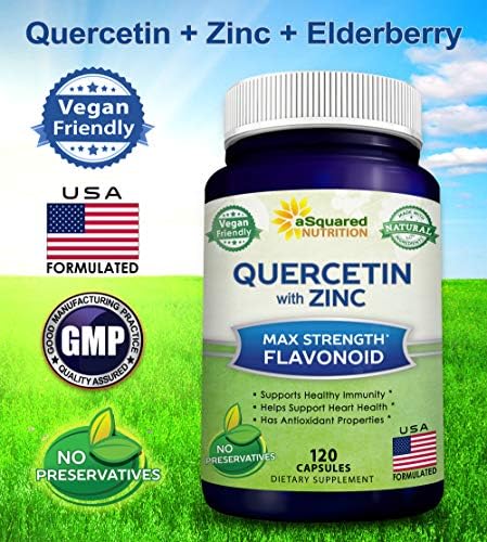 Quercetin with Zinc Supplement - 1000mg Per Serving - 120 Capsules