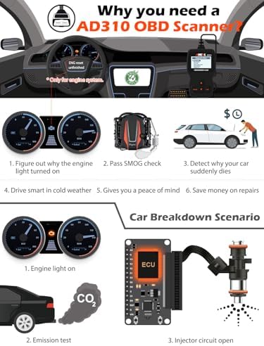 ANCEL AD310 Classic Enhanced Universal OBD II Scanner Car Engine Fault Code Reader CAN Diagnostic Scan Tool
