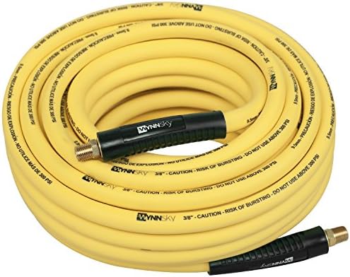 3/8" Hybrid Air Hose 50ft 1/4" MNPT Air Compressor Hose Heavy Duty Lightweight Hybrid and Bend Restrictor Fittings