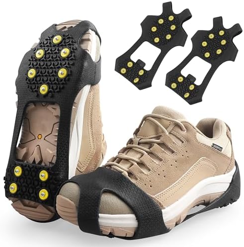 Ice Cleats Snow Traction Cleats Crampons for Shoe and Boots Non-Slip Overshoe for Walking on Snow and Ice Rubber Walking Cleats Anti Slip Crampons