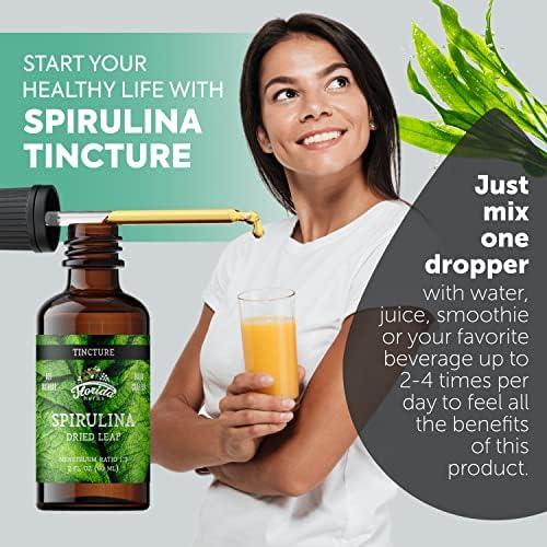 Spirulina Tincture, Organic Spirulina Extract (Arthrospira Platensis) Herbal Supplement, Non-GMO in Cold-Pressed Organic Vegetable Glycerin, 700 mg