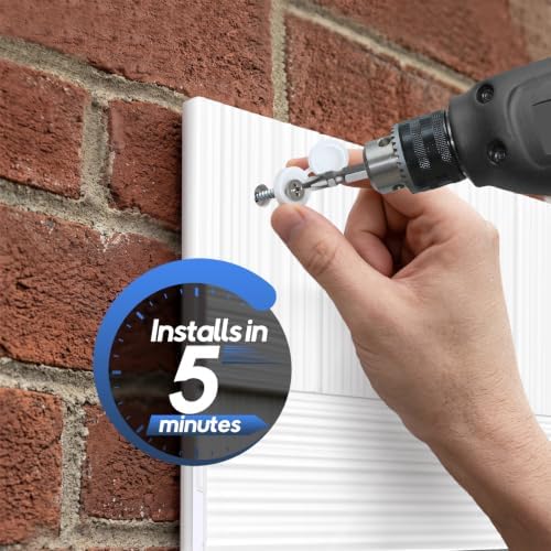 【4 pcs】Thickened Wall Vinyl Shutters, 14 1/2" x 58", White Exterior Window Shutters, 5-Minute Installation, 10+ Years Lifespan, Vertical Embossed Lines