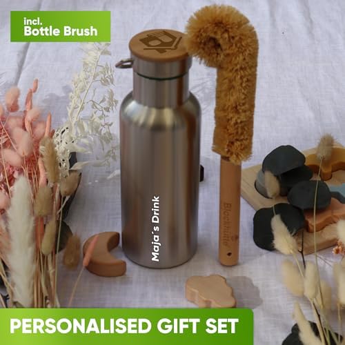 Blockhütte Vacuum Insulated Stainless Steel Water Bottle - 17 oz I Wide Mouth Metal Bottle for hot and cold drinks I BPA-Free I perfect for Travel