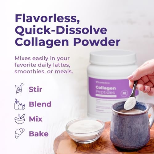 VitaMedica Collagen Peptides Powder, Hydrolyzed Types I & III, 30 Servings