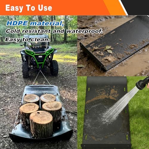 Bayattoo Heavy Duty Drag Sled Mat-Thickened Tear-Resistant HDPE with Pull Cables, Portable Yard, Hunting & Construction Hauler