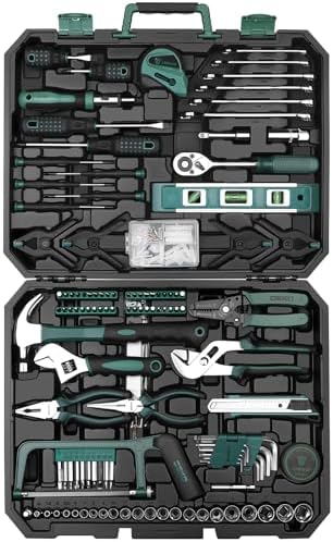 DEKOPRO 228 Piece Socket Wrench Auto Repair Tool Combination Package Mixed Tool Set Hand Tool Kit with Plastic Toolbox Storage Case