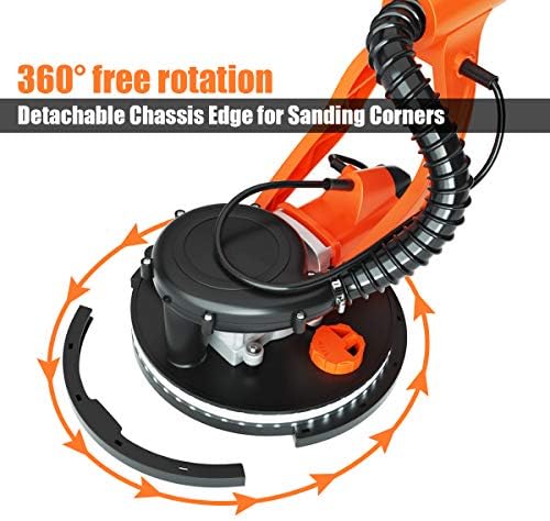 Goplus 750W Drywall Sander, Electric Foldable Sander Machine w/Dust-Free Automatic Vacuum System, 6 Variable Speed 800-1750 RPM