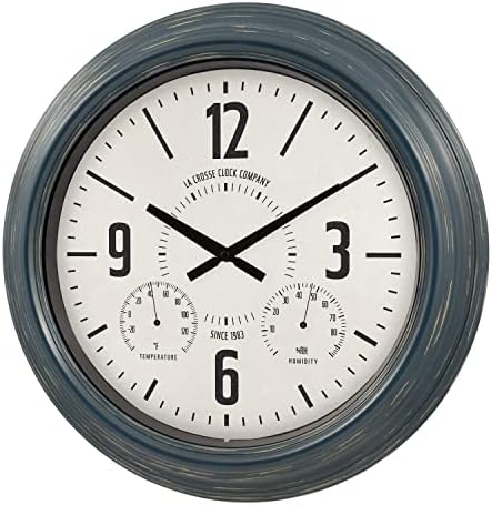 La Crosse Clock 433-3838 18.4" Hamilton Indoor/Outdoor Metal Analog Quartz Clock