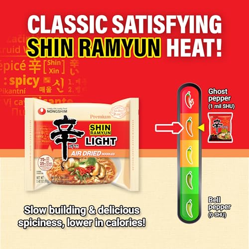 Nongshim Shin Ramyun Light, Air-Dried Korean Ramen Noodles, 4 Pack