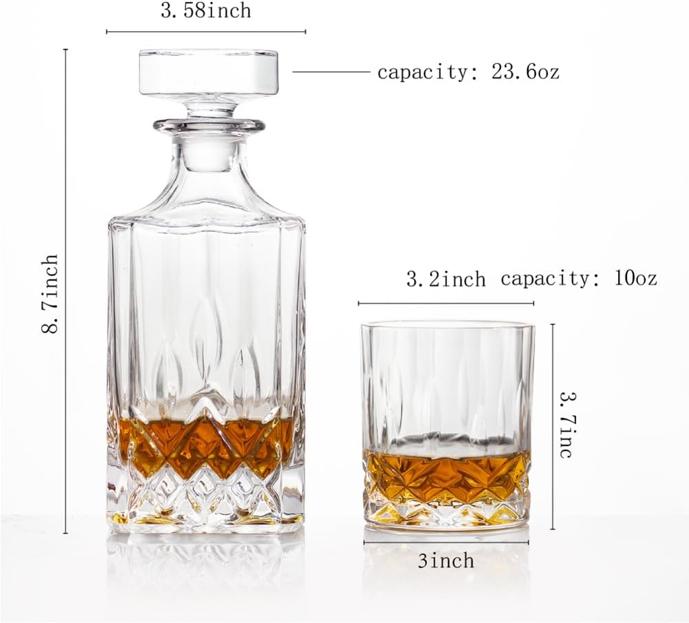 Square 25oz Whiskey Decanter with Glass Stopper