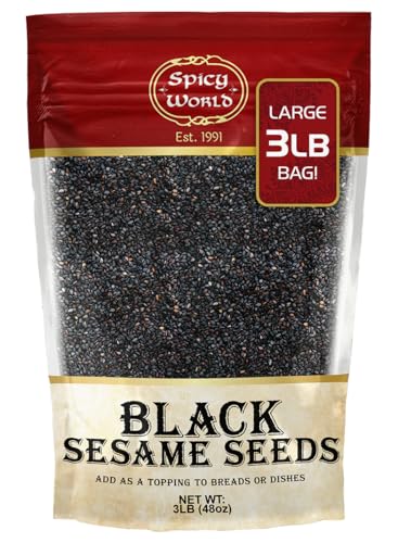 Raw Black Sesame Seeds 3 LB Bag - Natural - By Spicy World