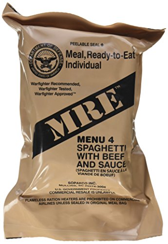 Spaghetti & Meat Sauce MRE Meal - Ultimate 2018, Jan 2018+ | MRE Complete Meal - Genuine US Military Surplus, Spaghetti with Meat Sauce