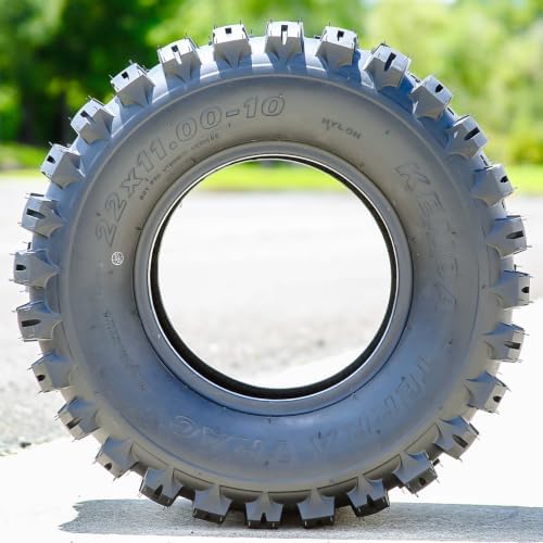 Kenda Terra Trac Front/Rear 6 Ply 22-11.00-10 K502 Lawn & Garden/Turf Tire | ATV & UTV All Terrain All Season Traction 102A3 Rated 6 Ply Bias Construction Black Sidewall Tire