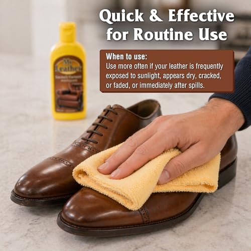 MR. LEATHER Cleaner & Conditioner, Restores & Protects All Leather, 8 oz | Made with Natural Oils, Hydrating & Water-Repelling Cream, Ideal for Leather Furniture, Sofa, Auto Interior, Shoes & Bags