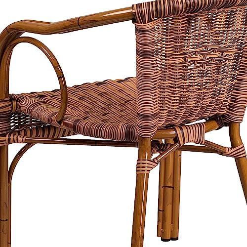 Flash Furniture Rattan Chair with Aluminum Frame, Burning Brown/Red Bamboo | Durable Construction, Commercial Use