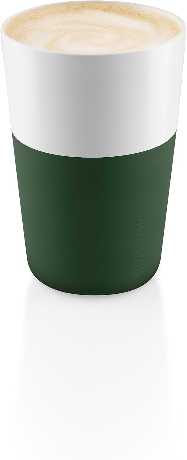 Eva Solo | 2 Lungo Tumbler Mugs | 8 oz Porcelain Coffee Cup Tumblers with Silicone-coated Grip | Danish Design, Functionality & Quality | Black