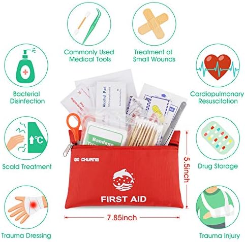 Small Travel First Aid Kit - 87 Piece Clean, Treat and Protect Most Injuries,Ready for Emergency at Home, Outdoors, Car, Camping, Workplace, Hiking.