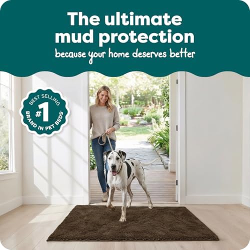 Furhaven 60" x 48" Highly Absorbent Dog Door Mat for Muddy Paws, 100% Washable, Perfect for Entryway, Kitchen