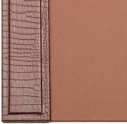 DACASSO Crocodile Embossed Leather Desk Pad with Side Rails - Luxury Leather Desk Blotter for Writing - Padded Executive Desk Surface Protector