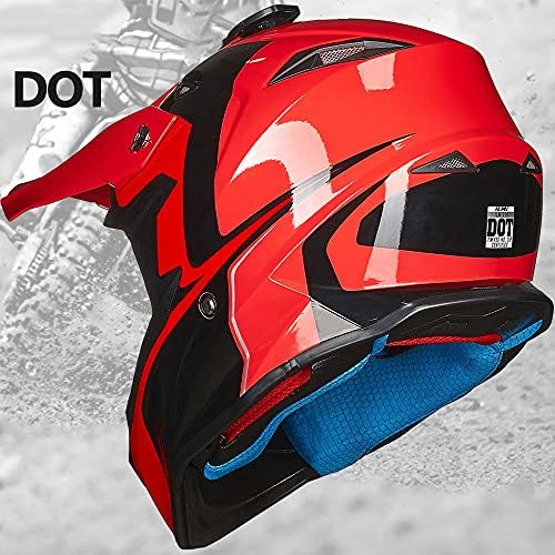 ILM Adult Dirt Bike Helmets ATV Motocross Dirtbike Helmet with Super Soft Liner Camera Mount for Men Women Motorcycle Dual Sport DOT Model-216 (Red