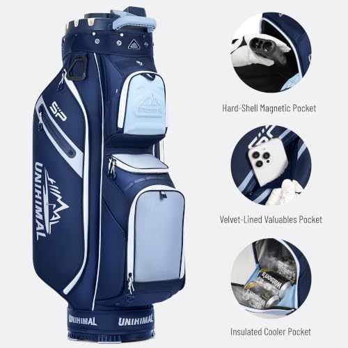 StablePoint Golf Cart Bag with 14-Way Full-Length Divider Top | S&T-Lock Golf Bag for Men with Magnetic Pocket, Cooler Pocket & Rain Cover