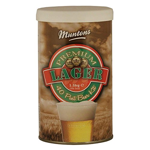 Muntons Beer Making Kit - Lager Premium Premium Range Kit - Includes Beer Making Ingredients - Home Brewing Kit Makes 66 Bottles of Beer (23 Liters