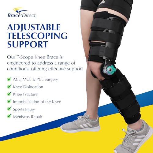 Brace Direct Post Op ROM Telescoping Hinged Knee Brace, ACL & MCL Recovery | Hinged full-leg brace & immobilizer that aids PCL