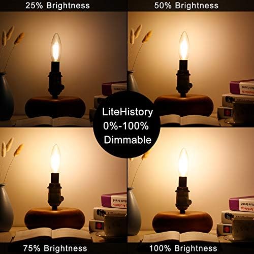 LiteHistory B10 E12 Led Bulb,Light Bulbs 60 watt Soft White,Dimmable,2700K | 6w=60w Led Light Bulbs,600lm,AC120V,360°,ETL,B11,Candelabra Light Bulbs for Chandelier Light Bulbs,Ceiling Fan,Pendant,12Pack
