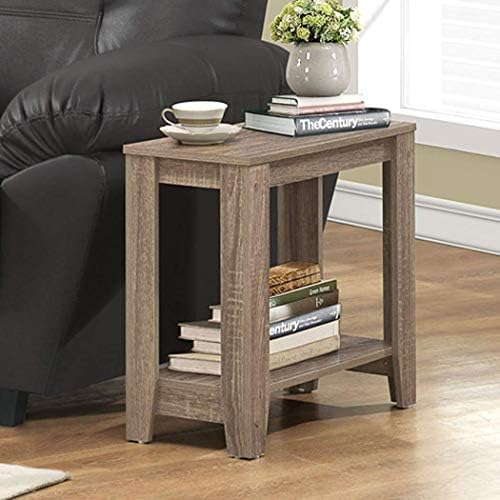 Monarch Specialties I Accent End Side-Lamp Table with Shelf, 24" x 12" x 22", Cappuccino