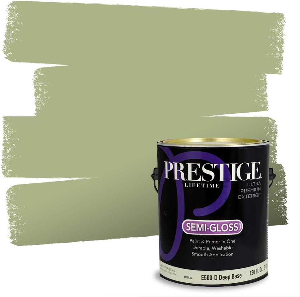 PRESTIGE Paints Exterior Paint and Primer In One, 1-Gallon, Flat, Comparable Match of Sherwin Williams* Coastal Plain*