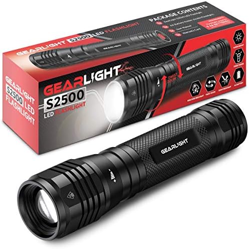 GearLight High-Powered LED Flashlight S1200 - Mid Size, Zoomable, Water Resistant, Handheld Light - High Lumen Camping, Outdoor, Emergency Flashlights - S1200-1 Pack, (Batteries Not Included)