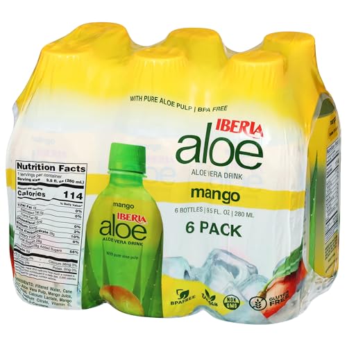 Iberia Aloe Vera Juice Drink With Aloe Pulp, Pineapple, 9.5 Fl Oz (Pack of 6)
