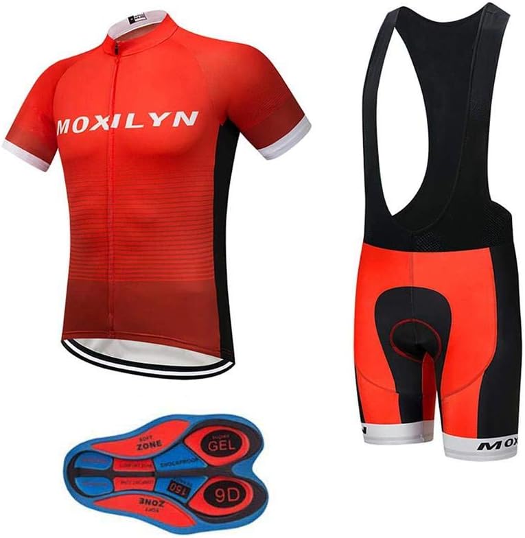 Men's Quick-Dry Cycling Jersey Set Road Bike Bicycle Shirt + Bib Shorts with 9D Gel Pad MTB Riding Clothing Kit