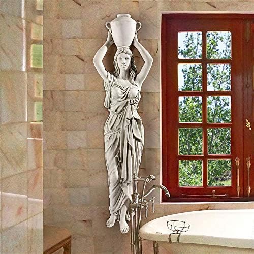 Design Toscano Dione the Divine Greek Water Woman Indoor/Outdoor Garden Statue, Medium, 22 inches tall, Cast Stone Resin, Antique Stone Finish