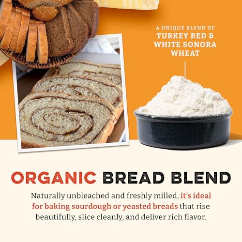 Sunrise Flour Mill Heritage Organic Bread Flour Blend - 5 lbs | Organic Unbleached Bread Flour Easy to Digest with Less Bloating | High Protein