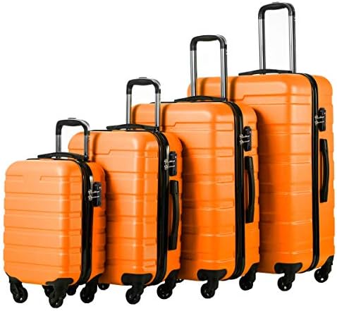 Coolife Luggage Set, Lightweight Durable Hardshell, 4 piece, Sakura Pink | suitcase set with 360° Spinner Wheels, TSA-approved Lock, Checked Family Travel, 16/20/24/28 Inch