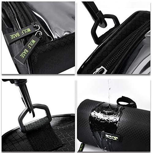 Bike Handlebar Bag, 6 inch Transparent Pouch | Waterproof Phone Cycling Mount Front Bags, Bicycle Storage Bag with Removable Shoulder Stra