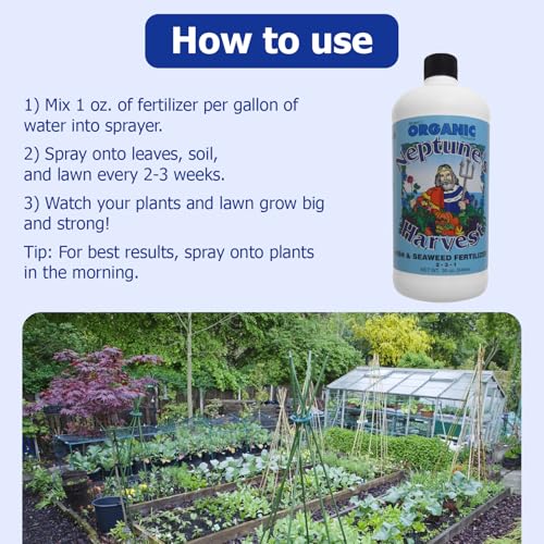 Neptune's Harvest Fish & Seaweed Liquid Fertilizer (2-3-1) - 36oz Bottle - Plant Food for Garden - Indoor & Outdoor Organic Plant Fertilizer for