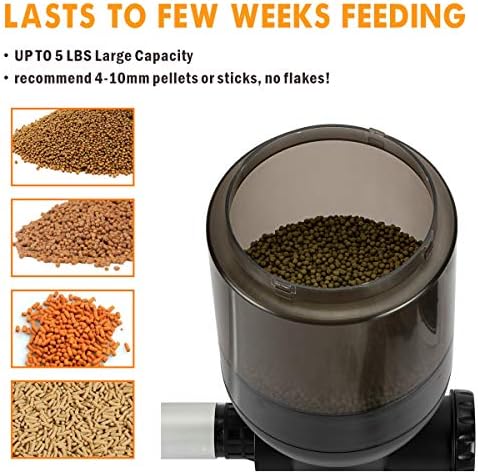 hygger Large Programmable Auto Pond Feeder with LCD Display Controller Automatic Fish Food Feeding Dispenser Outdoor Koi Fish Feeder 5.5 L Capacity