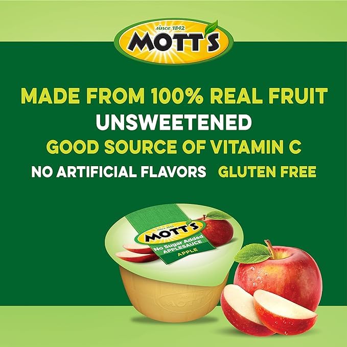 Mott's Unsweetened Applesauce, 3.9 oz cups, 36 count
