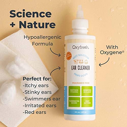 Oxyfresh Advanced Ear Cleanser for Dogs & Cats – Fast Acting Pet Ear Wash | Gentle Ear Cleanser for Dogs Works Great for Routine Dog Ear Wash and