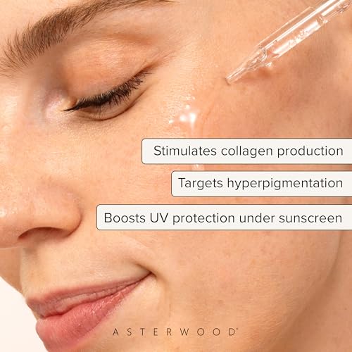 Asterwood Vitamin C Serum for Face with Hyaluronic Acid 1 Fl Oz | Stable Vitamin C (MAP) & Vegan Hyaluronic Acid, Supports More Even Complexion & Collagen Production, Fragrance-Free
